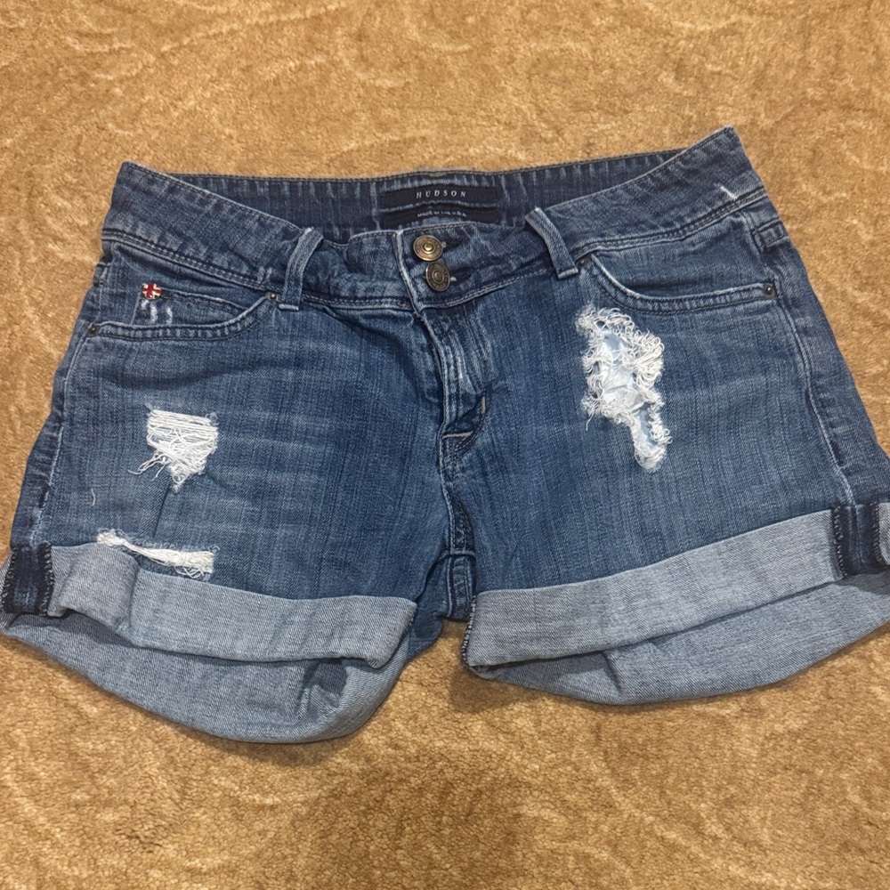 Hudson Jeans Blue Distressed Jean Shorts